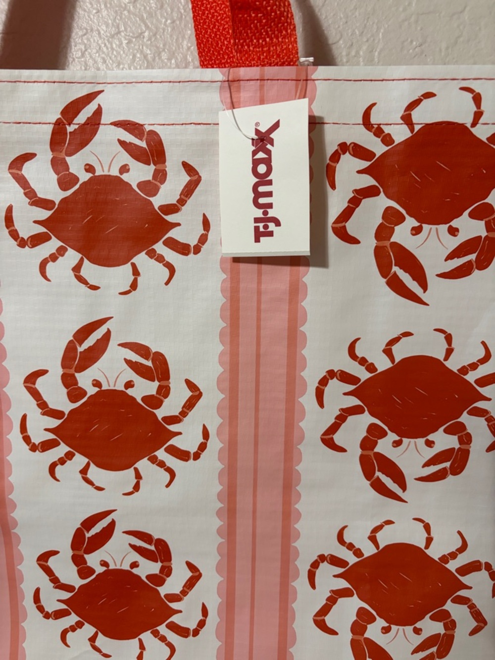 T.J.Maxx Reusable Grocery Tote Bag - Red Crab Print - Picture 2 of 4
